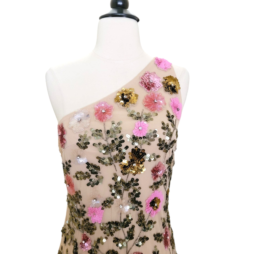 Mac Duggal One-Shoulder Floral Sequin Maxi Dress - Picture 9 of 13